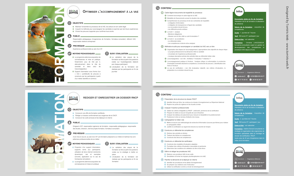 Catalogue formations Ecole Eco Services