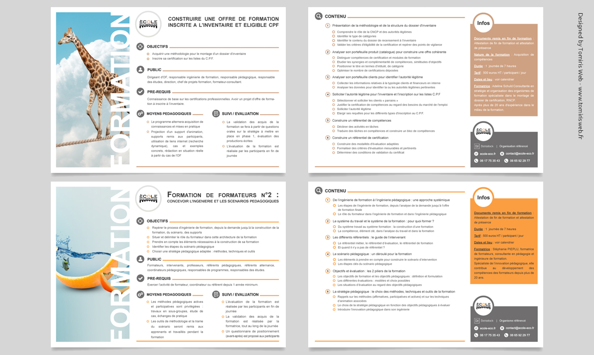 Catalogue formations Ecole Eco Services